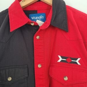 Wrangler Men’s‎ XXL Western Shirt – Red & Black Pearl Snap Long Sleeve